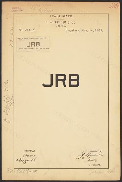 [Trademark registration by J. Aparicio & Co
