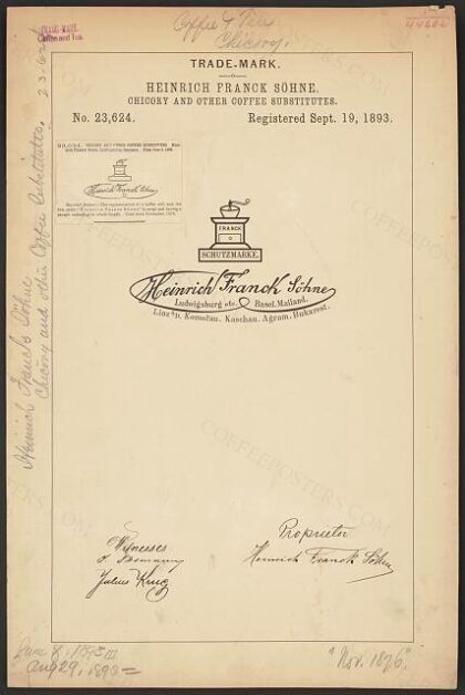 [Trademark registration by Heinrich Franck Söhne for Heinrich Franck Söhne brand Chicory and Other Coffee S…