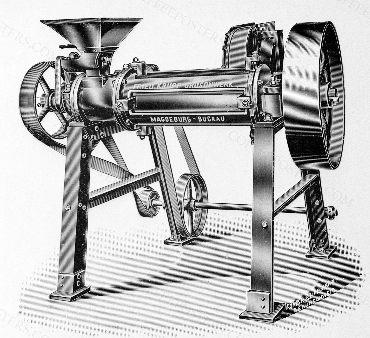 Décortiqueur de café système "Anderson", dessin industriel