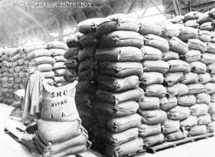 Stockage du café dans les entrepôts de la Société Havraise Calédonienne