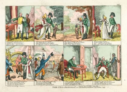 A day in the life of Tsar Alexander I of Russia, in London, 1814. Coloured etching by C. Williams, 1814