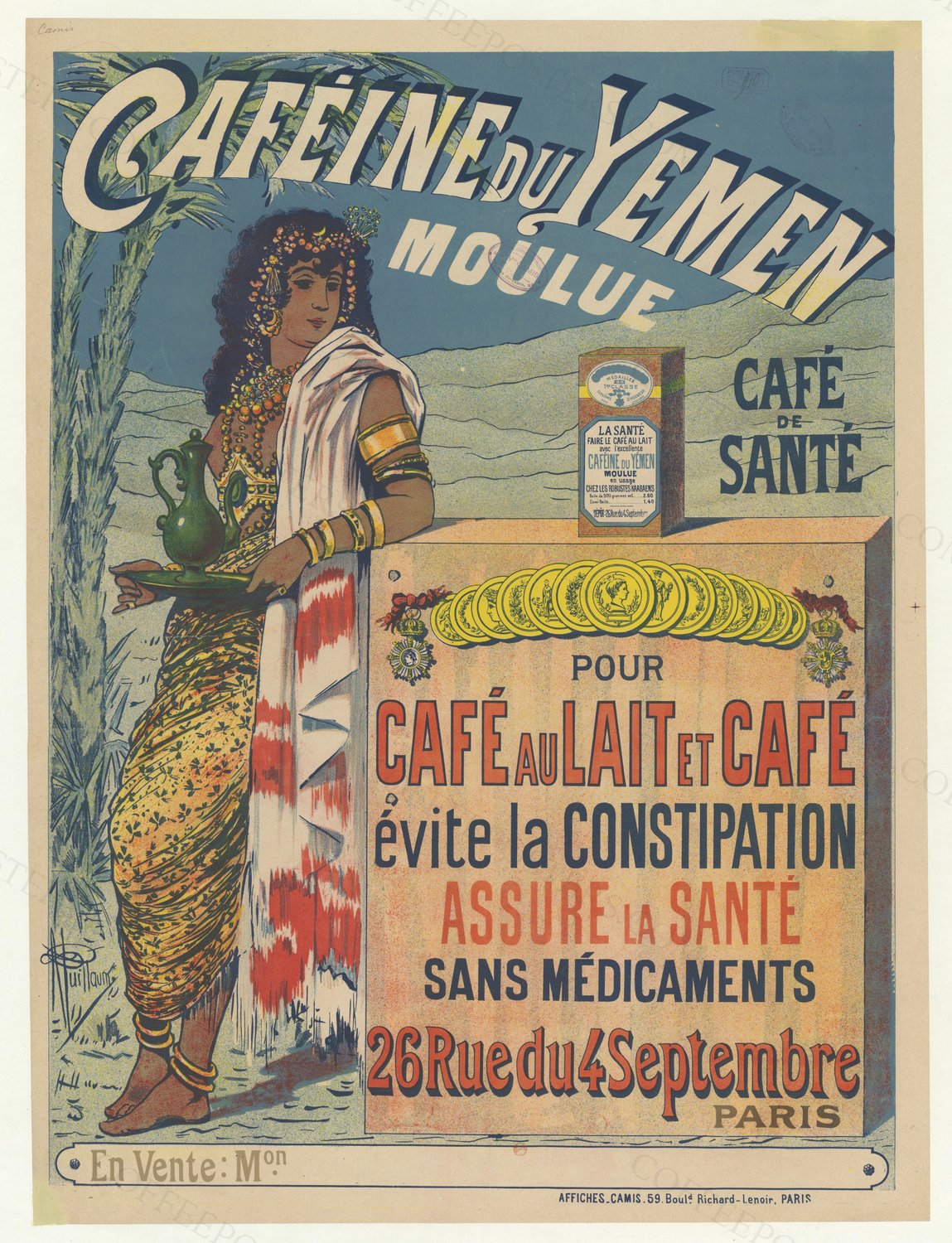 Caféine du Yémen, moulue. Café de santé : pour café au lait et café, évite la constipation...