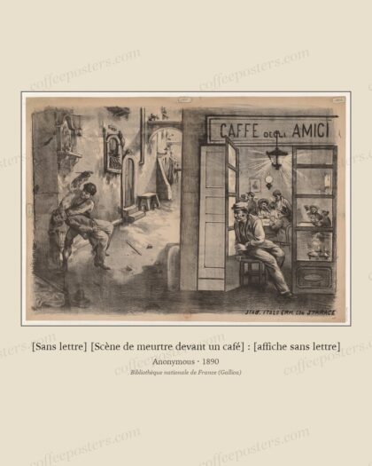 [Sans lettre] [Scène de meurtre devant un café] : [affiche sans lettre]