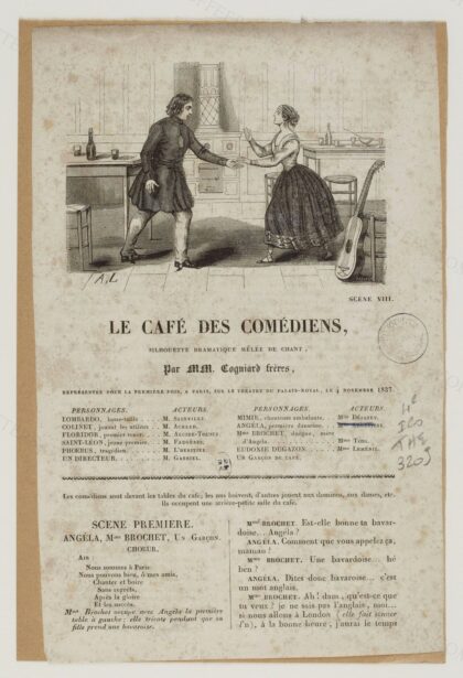 [Le café des comédiens, vaudeville en 1 acte d'Hippolyte et Théodore Cogniard : estampe]