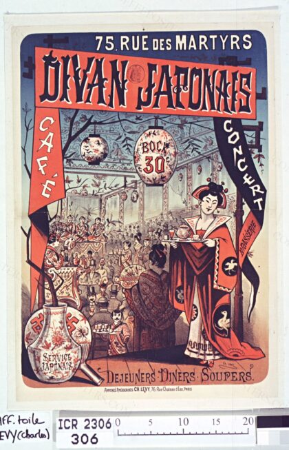 75 rue des Martyrs, Divan Japonais : café-concert, brasserie. Service japonais, déjeuners-diners-soupers :…