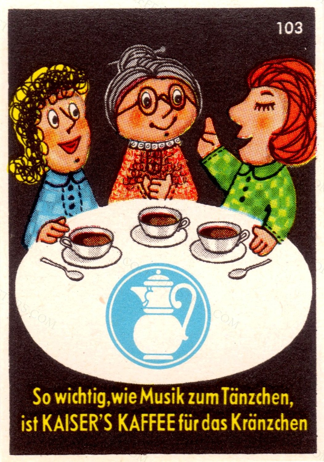 Kaisers Kaffee Women Coffee Cups - Vintage Matchbox Label