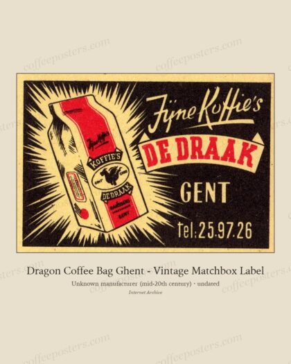Dragon Coffee Bag Ghent - Vintage Matchbox Label