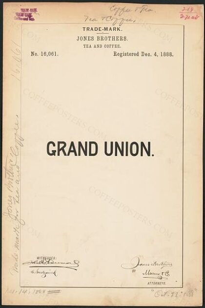 [Trademark registration by Jones Brothers for Grand Union