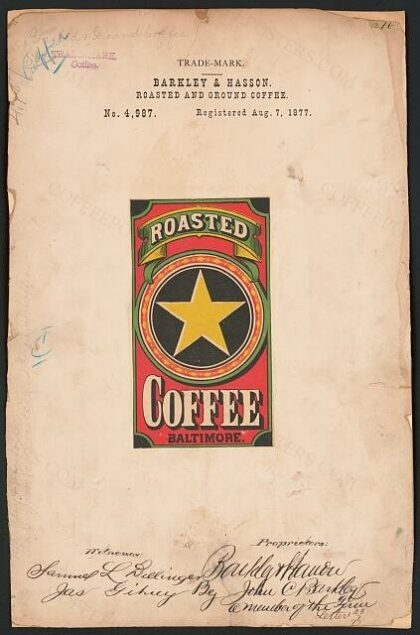 [Trademark registration by Barkley & Hasson for [Star logo] brand Roasted and Ground Coffee]