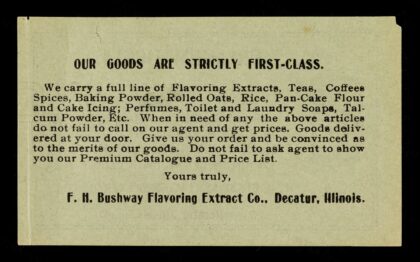 Premium ticket / F.H. Bushway Flavoring Extract Co., Incorporated