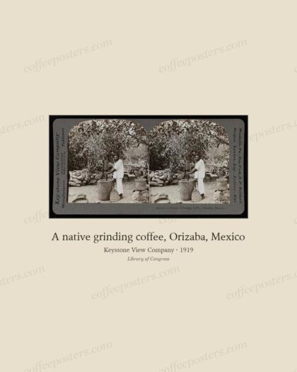 A native grinding coffee, Orizaba, Mexico