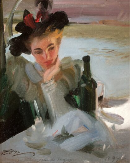 Anders Zorn - Lady at café, Île Seguin 1894